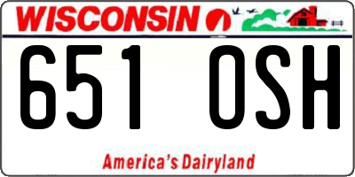 WI license plate 651OSH