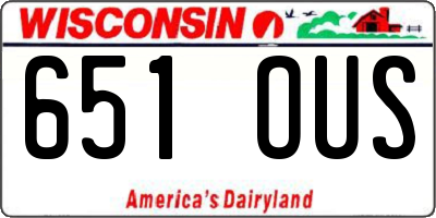 WI license plate 651OUS