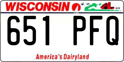 WI license plate 651PFQ