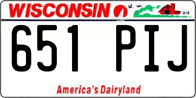 WI license plate 651PIJ