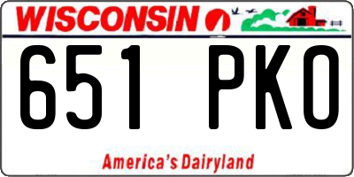 WI license plate 651PKO