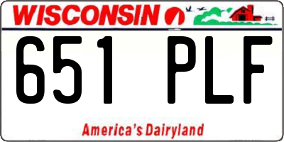 WI license plate 651PLF