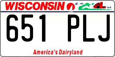 WI license plate 651PLJ