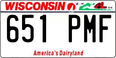 WI license plate 651PMF