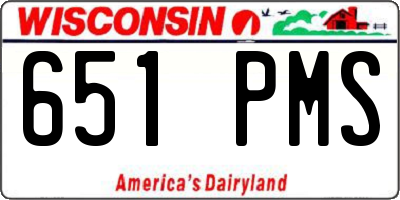 WI license plate 651PMS