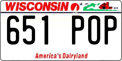 WI license plate 651POP