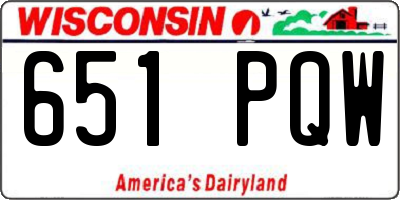 WI license plate 651PQW