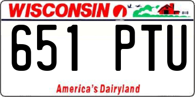WI license plate 651PTU
