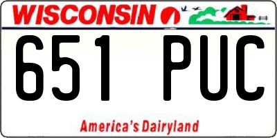 WI license plate 651PUC