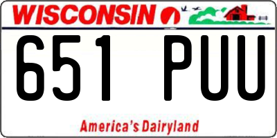 WI license plate 651PUU