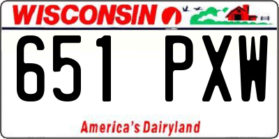 WI license plate 651PXW