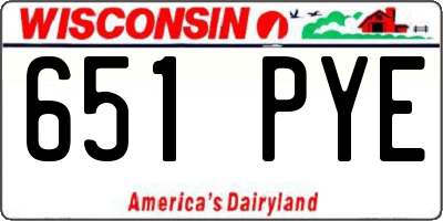 WI license plate 651PYE