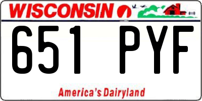 WI license plate 651PYF