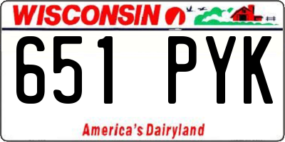 WI license plate 651PYK