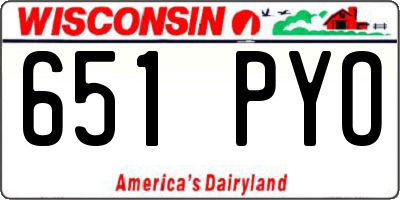 WI license plate 651PYO
