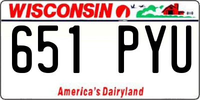 WI license plate 651PYU