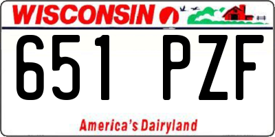 WI license plate 651PZF