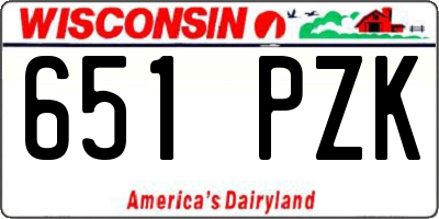 WI license plate 651PZK
