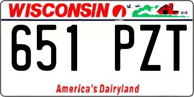 WI license plate 651PZT