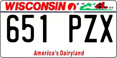 WI license plate 651PZX