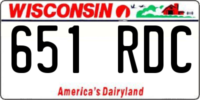 WI license plate 651RDC