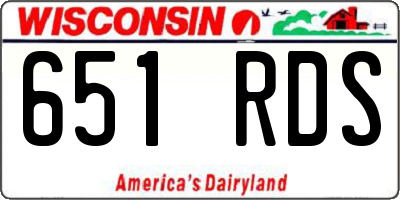 WI license plate 651RDS