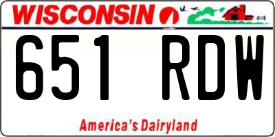 WI license plate 651RDW