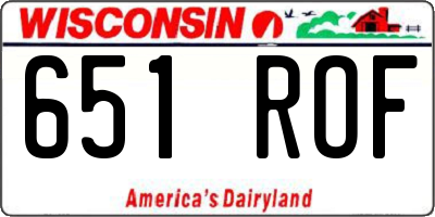 WI license plate 651ROF