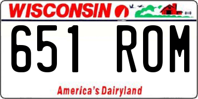 WI license plate 651ROM
