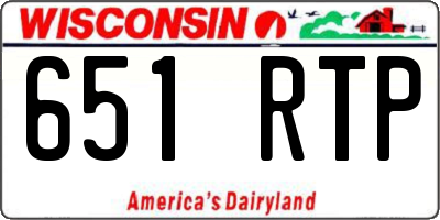 WI license plate 651RTP