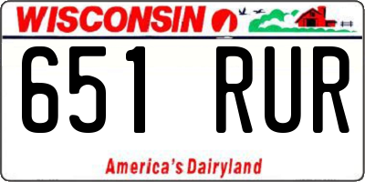 WI license plate 651RUR