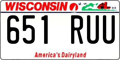 WI license plate 651RUU
