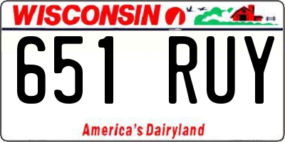 WI license plate 651RUY