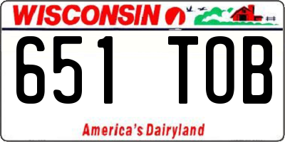 WI license plate 651TOB
