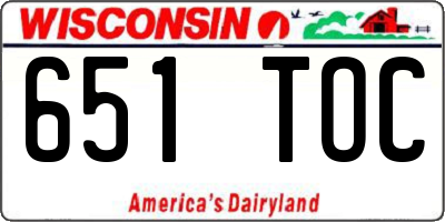 WI license plate 651TOC