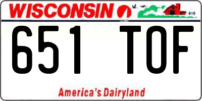 WI license plate 651TOF