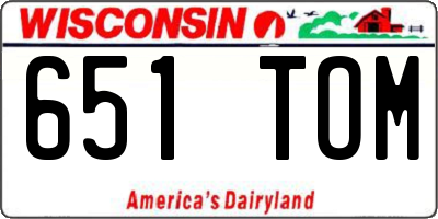 WI license plate 651TOM