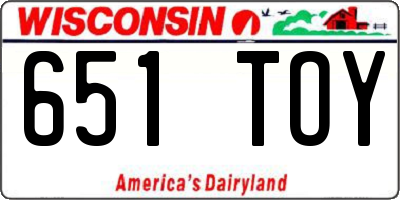 WI license plate 651TOY