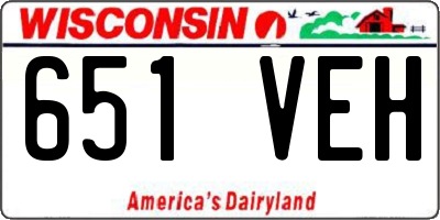 WI license plate 651VEH