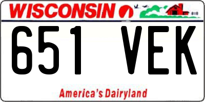 WI license plate 651VEK