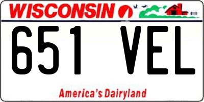 WI license plate 651VEL
