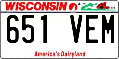 WI license plate 651VEM