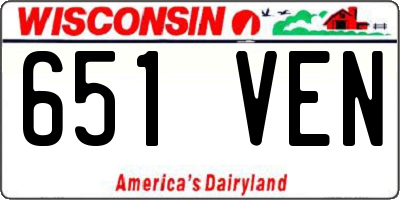WI license plate 651VEN
