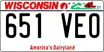 WI license plate 651VEO