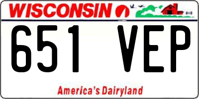 WI license plate 651VEP