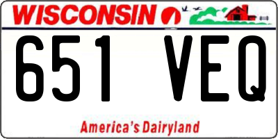WI license plate 651VEQ