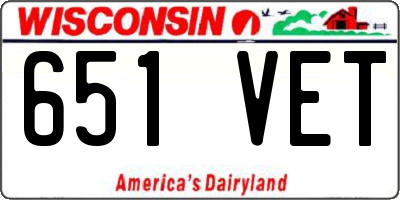 WI license plate 651VET