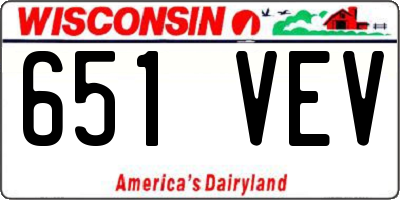 WI license plate 651VEV