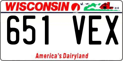 WI license plate 651VEX