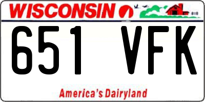 WI license plate 651VFK